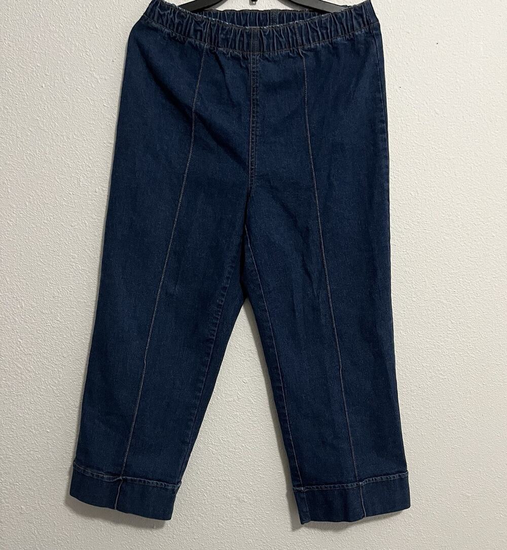 Rebecca Malone Women’s Blue Denim Dress Pants Solid Stretch Elastic Waist S 20"